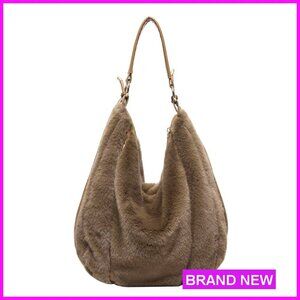 Faux Fur Tote Bag Plush Crossbody Handbag Soft Furry Purse Winter Fashion